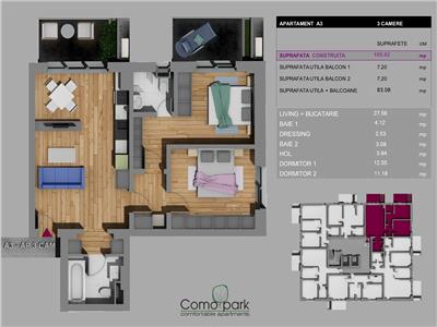 Apartament 3 camere, vedere lacul Morii  Como Park