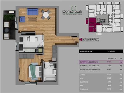 Apartament 2 camere in Ansamblul ComoPark! Vedere panoramica catre Lacul Morii !